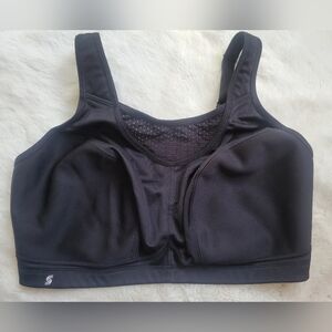 GLAMORISE No-Bounce Cami Elite Wire-Free Black Sports Bra Size 40F NWOT #1067